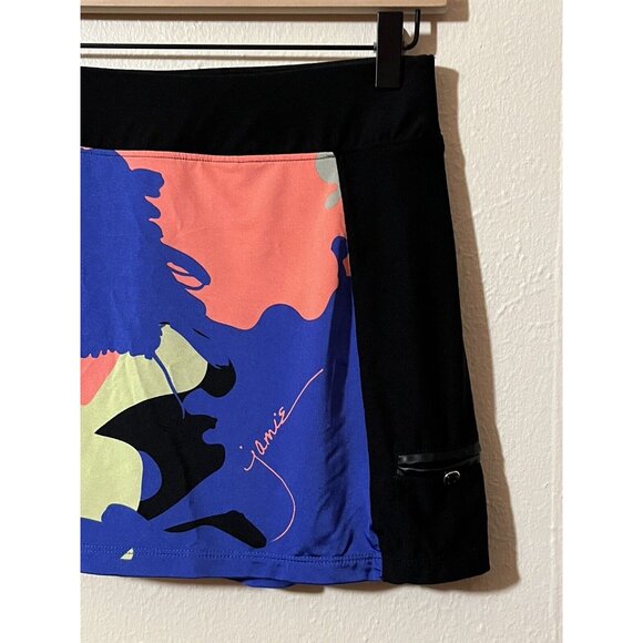 Jamie Sadock Women's Actif Small Pull On Geometric Golf Skort Black Blue Yellow - Picture 3 of 8